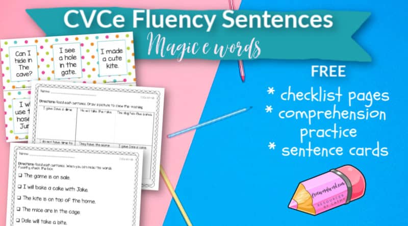 Cvce Fluency Sentences Magic E Free Word Work