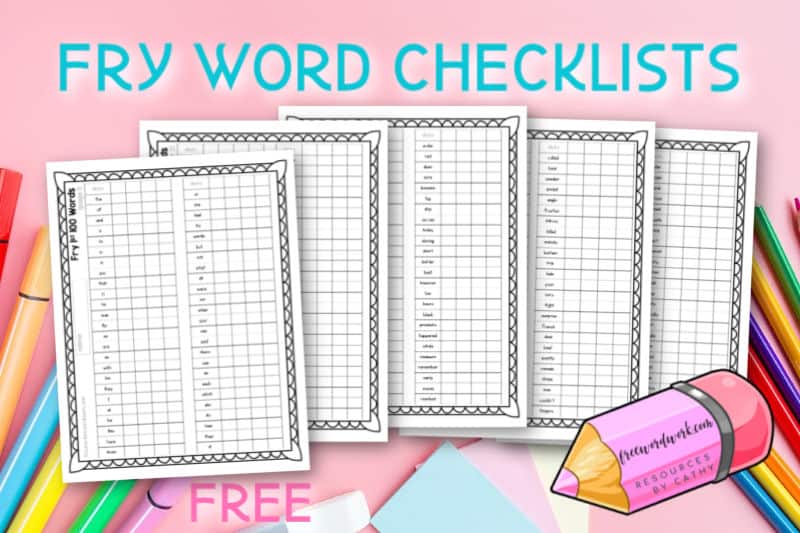 Fry Word Checklists