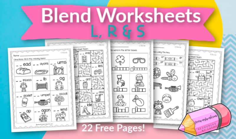 l r s beginning blend worksheets free word work