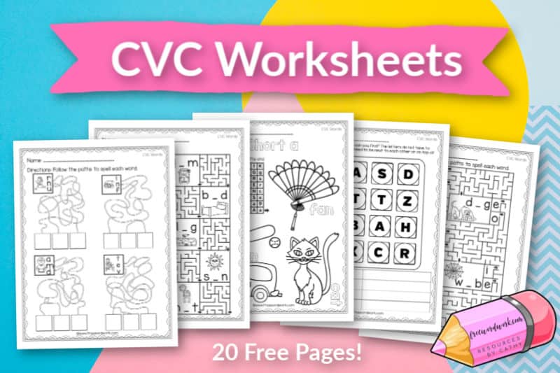 These free, printable CVC worksheets will give your students practice with short vowel words.
