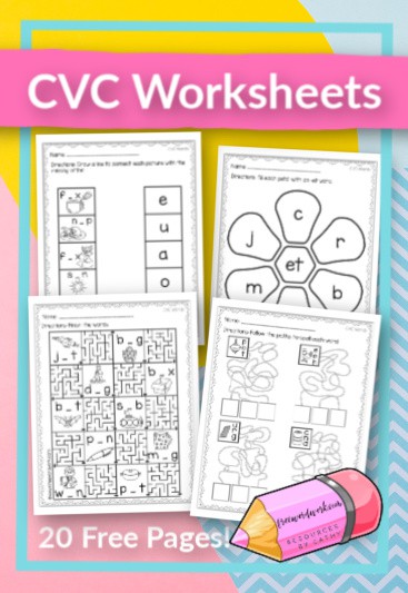 CVC Worksheets  Free Word Work