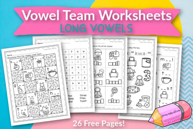 These free, printable Vowel Team worksheets will give your students practice with long vowel words containing vowel teams.