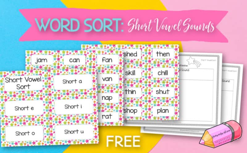 This free short vowel word sort can become a word work center during your literacy rotations in your classrooms.