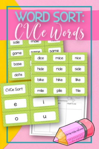 This free CVCe word sort can become a word work center during your literacy rotations in your classrooms.
