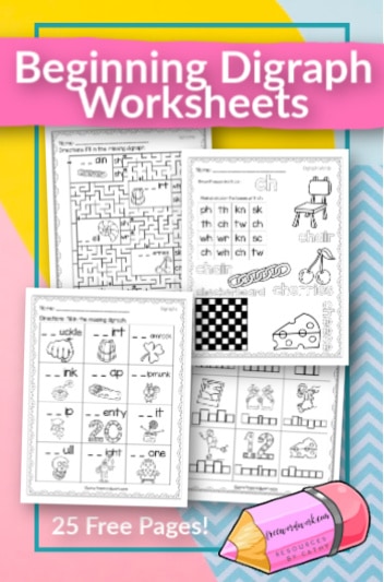 beginning digraph worksheets free word work