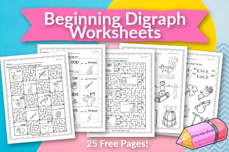 beginning digraph worksheets free word work