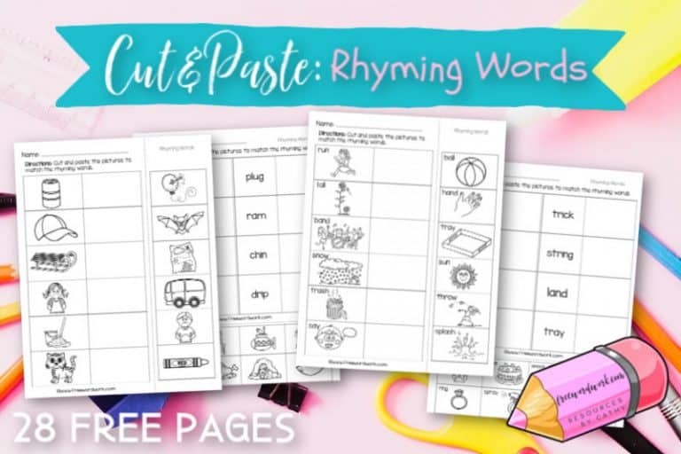 Free Cut And Paste For Rhyming Words For 2nd Grade