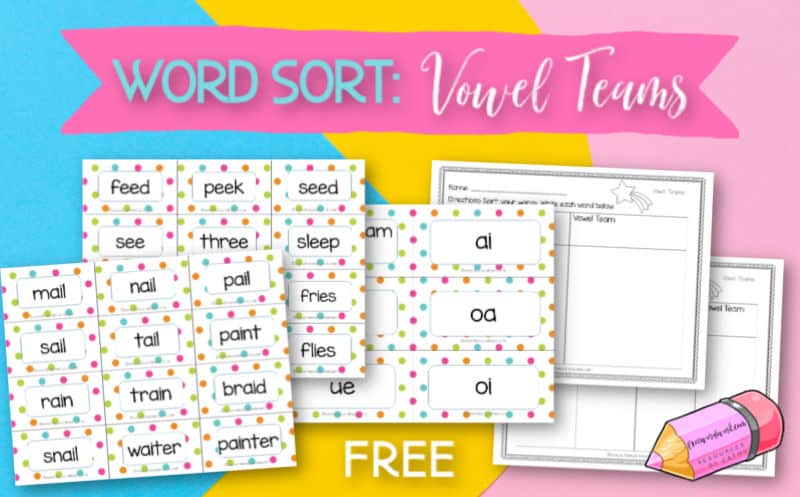 This free vowel team word sort can become a word work center during your literacy rotations in your classrooms. 