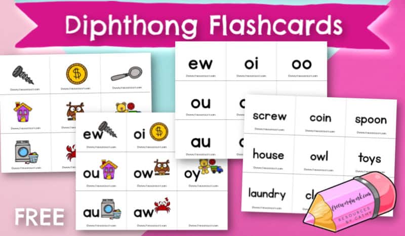 Diphthong Flashcards Free Word Work