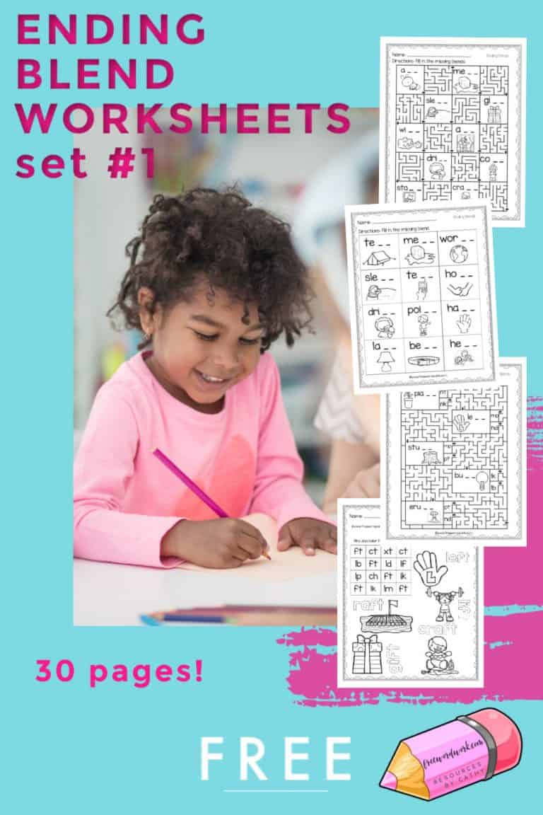 Ending Blend Worksheets Set 1 - Free Word Work