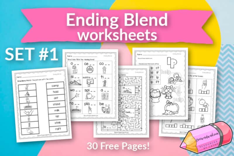 Ending Blend Worksheets Set 1 Free Word Work