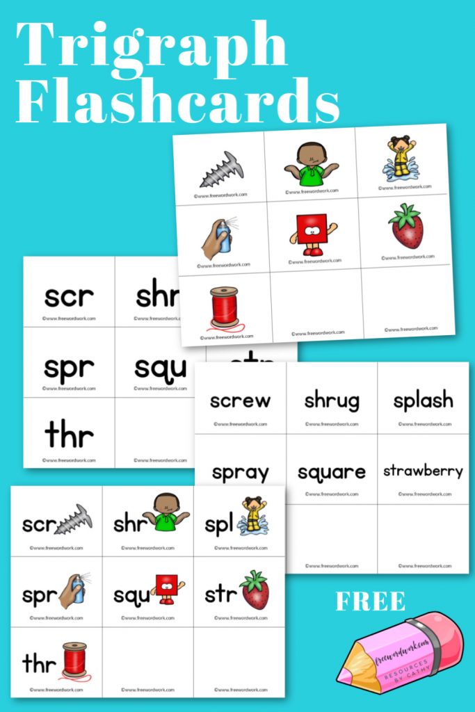 Beginning Trigraph Flashcards Free Word Work