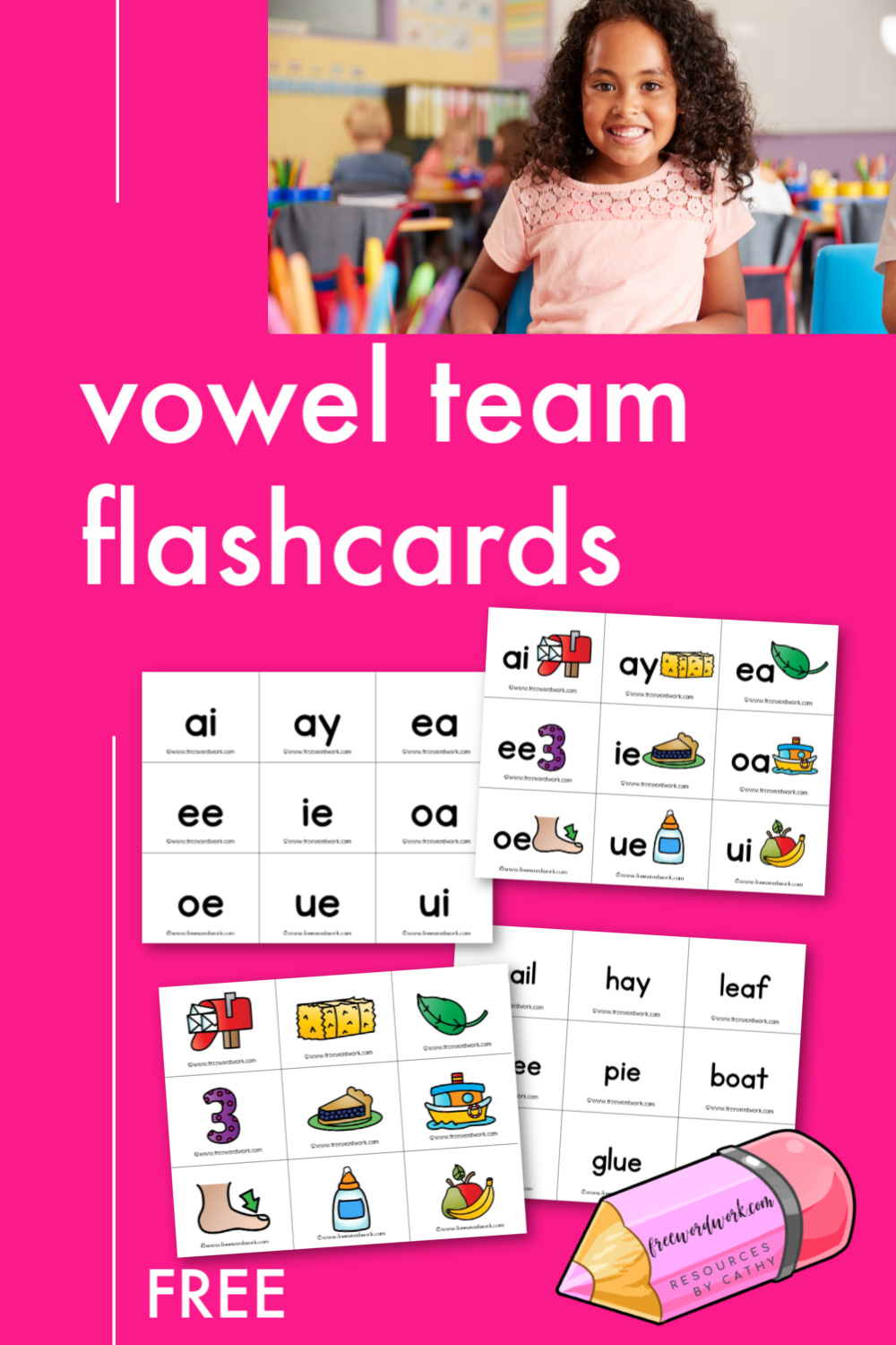 Vowel Team Flashcards - Free Word Work