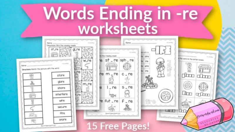 Words Ending In re Worksheets Free Word Work