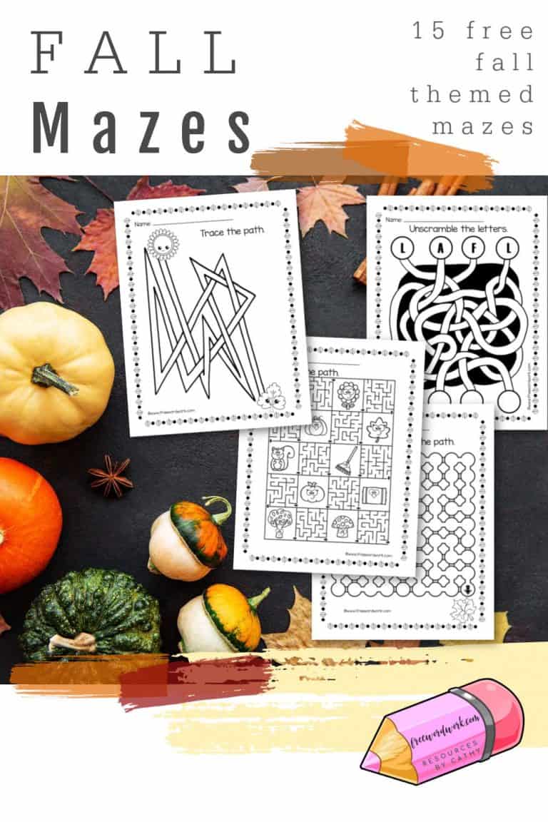 15 Fall Mazes for Children - Free Word Work