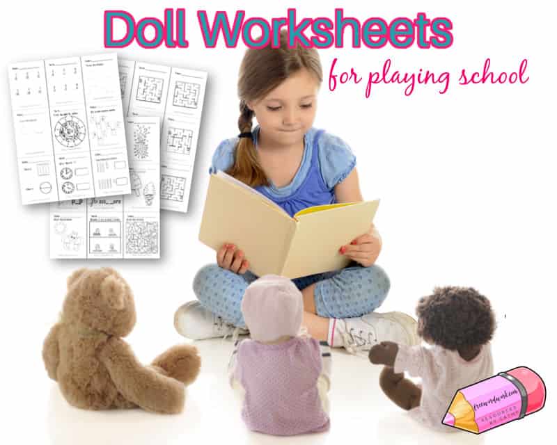 These doll worksheets will be so fun for your little girl or boy who loves playing school at home with their dolls. 