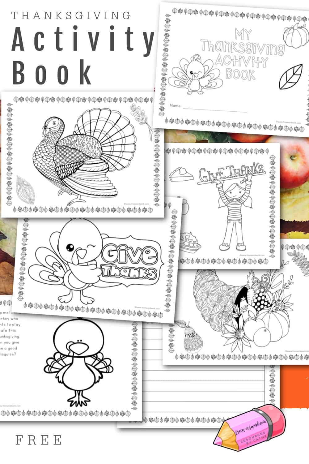 Thanksgiving Coloring Pages & Activity Book - Free Word Work