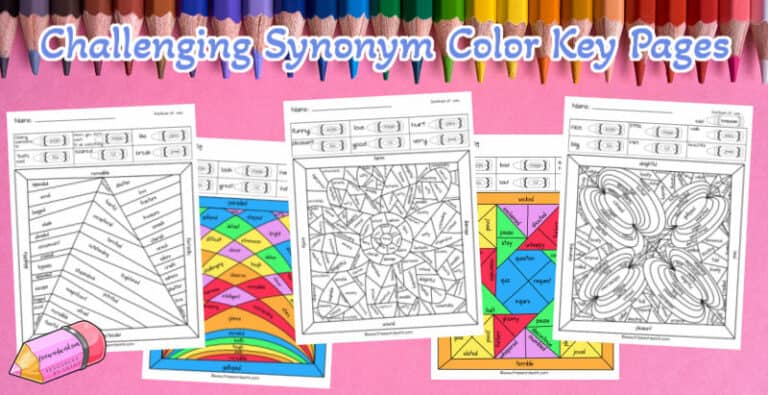 Challenging Synonym Color Key Free Word Work