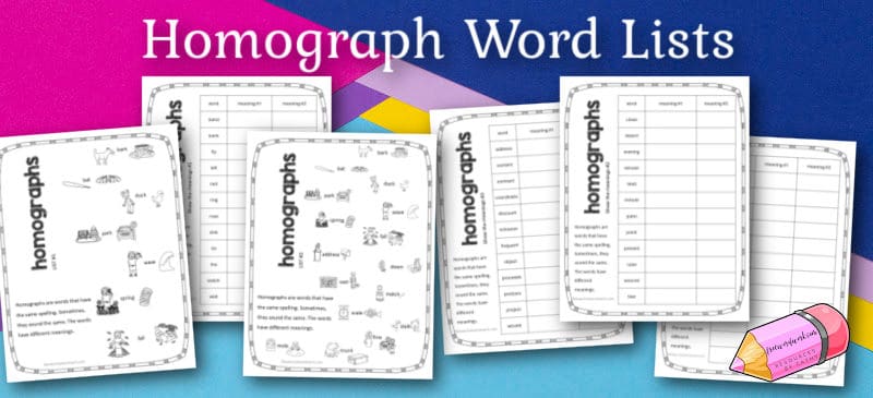 Homographs list set to help your students master this skill